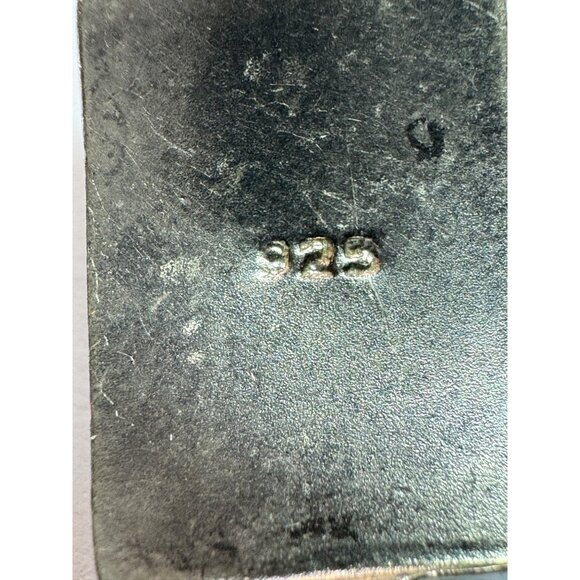 Estate Sterling Silver 925 Garnet Red Stone Pendant, Rectangular Bezel, 5g - Picture 5 of 8